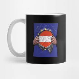 Austria Flag European Union Flag Ripped Open - Gift for Austrian From Austria Mug